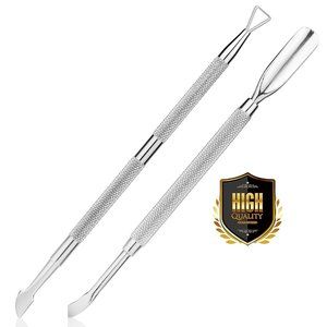 2PCS Cuticle Pusher and Cutter Set, Triangle Cuticle Nail Pusher Peeler Scraper